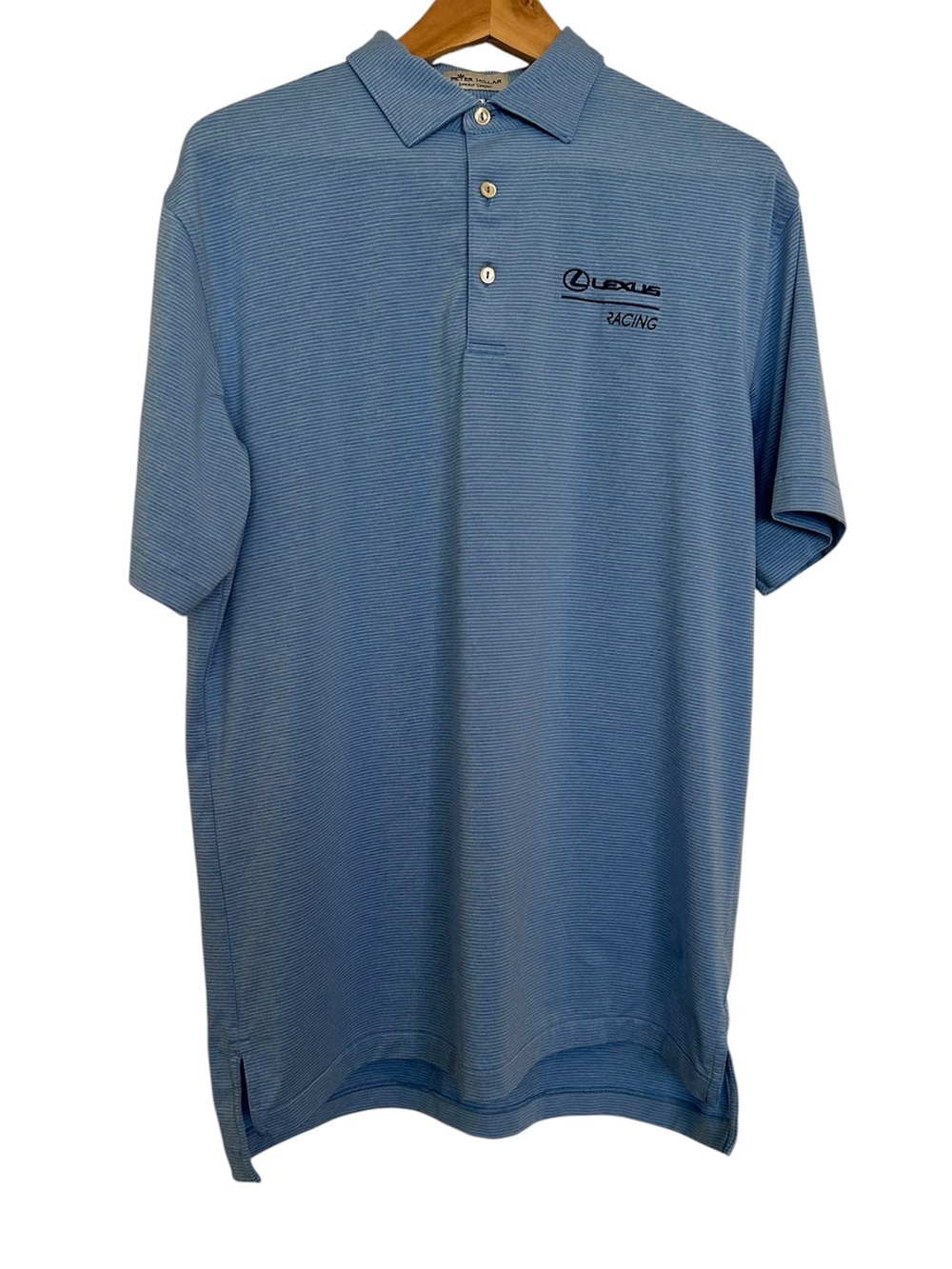 Peter Millar Crown Sport Performance Jersey Golf Polo Lexus Racing Medium blue